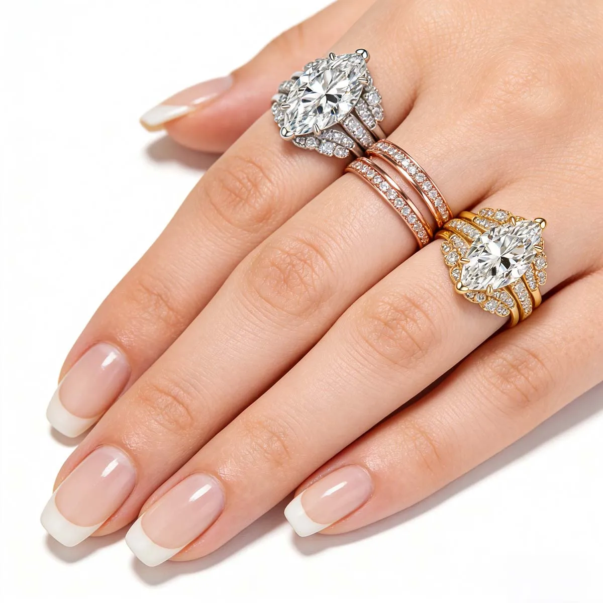 

SDOOU Brilliant Sterling Silver 925 3CT Marquise Moissanite Women's Rings Bridal Set 14k Gold Filled Hypoallergenic Accessories