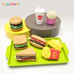 9PCS Mini Pretend Play Simulation Burger Hot Dog Plastic Fast Food Assembly Kitchen Set Children Play House Toys For Girls