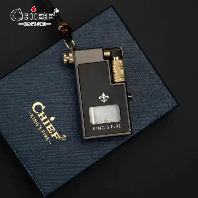 

CHIEF Редкая жидкостная зажигалка Винтажная матросская зажигалка с видимым карманным топливным баком для курильщиков - аксессуары для EDC, брикет