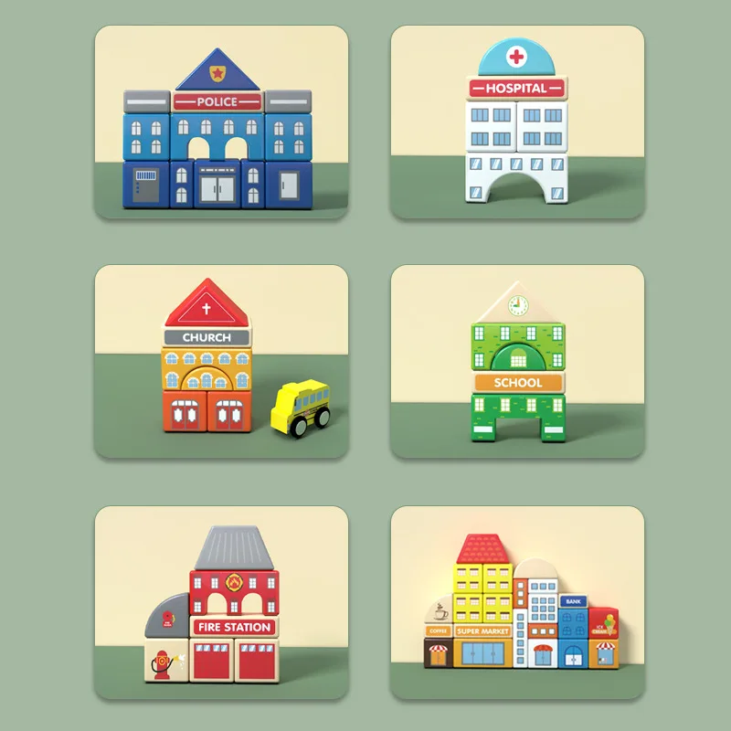 140 kleine houten bouwsteen voor kinderen, gemonteerd speelgoed, grote deeltjes, baby, vroeg onderwijs, educatieve bouwsteen 3-6Y