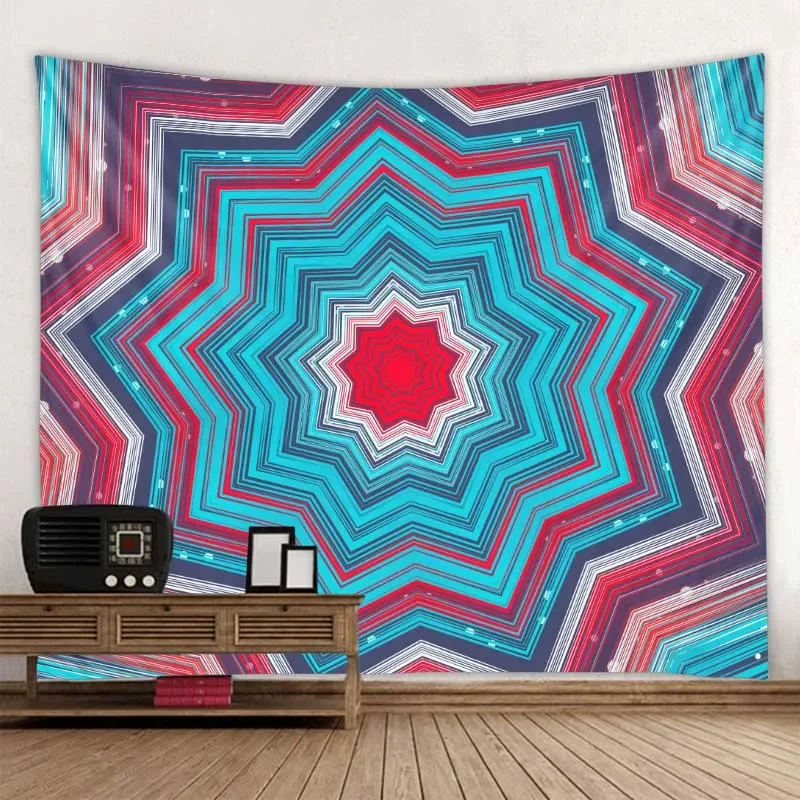 Indian mandala tapestry psychedelic fractal art pattern wall hanging bohemian style decorative home art yoga mat sofa cushion