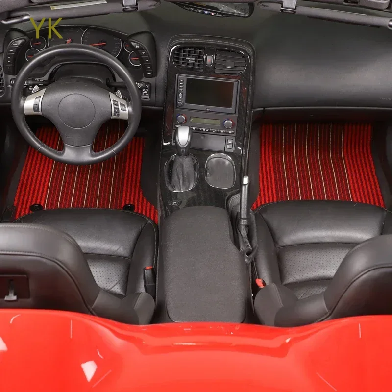 

For Chevrolet Corvette C6 05-13 TPE Rubber Red Car Front rear row Wire loop floor Mats Trim Interior Car Accessories