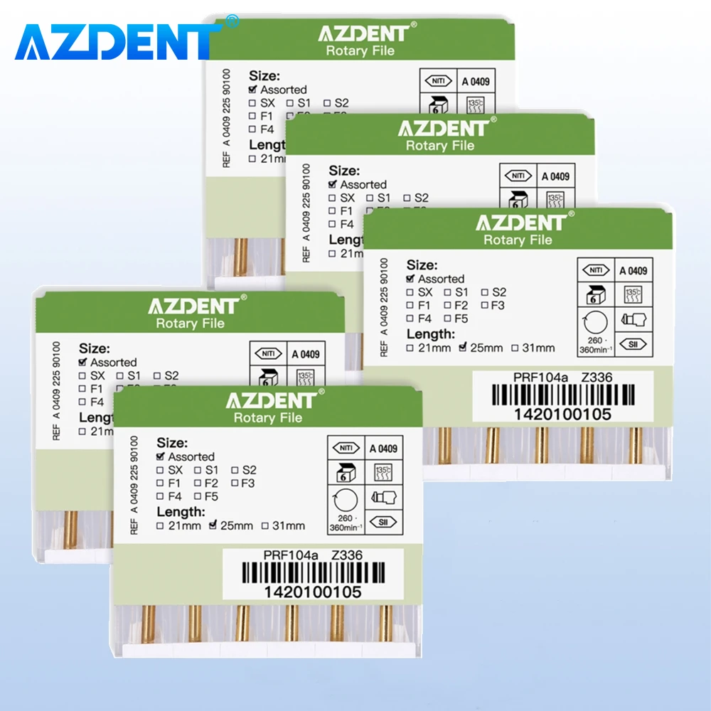 

5Boxes AZDENT Dental Engine Use File NiTi Super Rotary Heat Activated Endodontic Canal Root Files 25mm SX-F3 Dentistry Tools