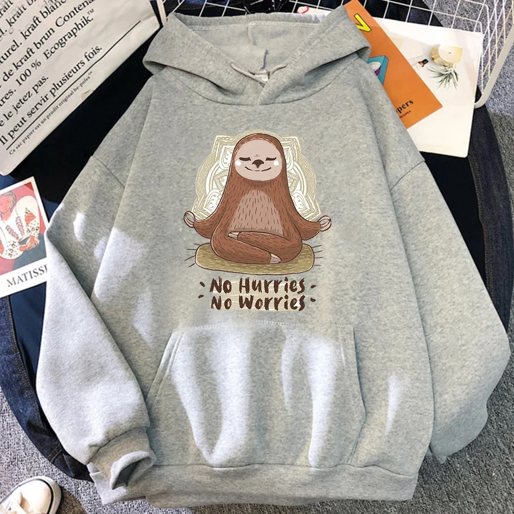 

New Autumn No Hurries No Worries Anime Sloth Hoodie Mens Casual Streetwear Loose Fleece Pullovers Personality Women Men Hoodies