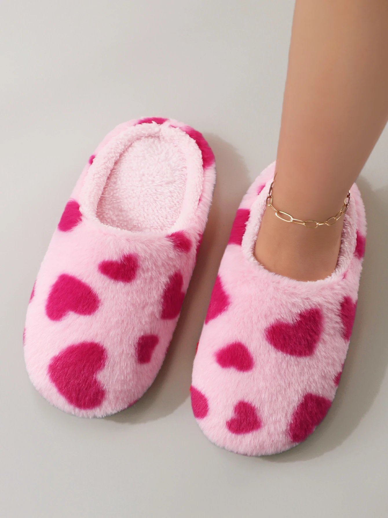 Sweet and Heartwarming Plush Autumn and Winter Warm Soft-Soled Women's Home Slippers Floor Socks Cotton Slippers