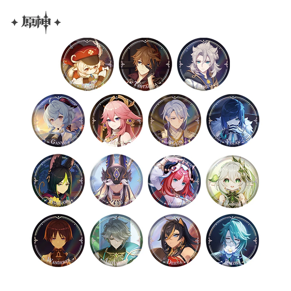 Game Genshin Impact Sangonomiya Kokomi Alhaitham Kaedehara Kazuha Wanderer Cosplay Badge Pin SPTE Tinplate Brooch Prop ﻿