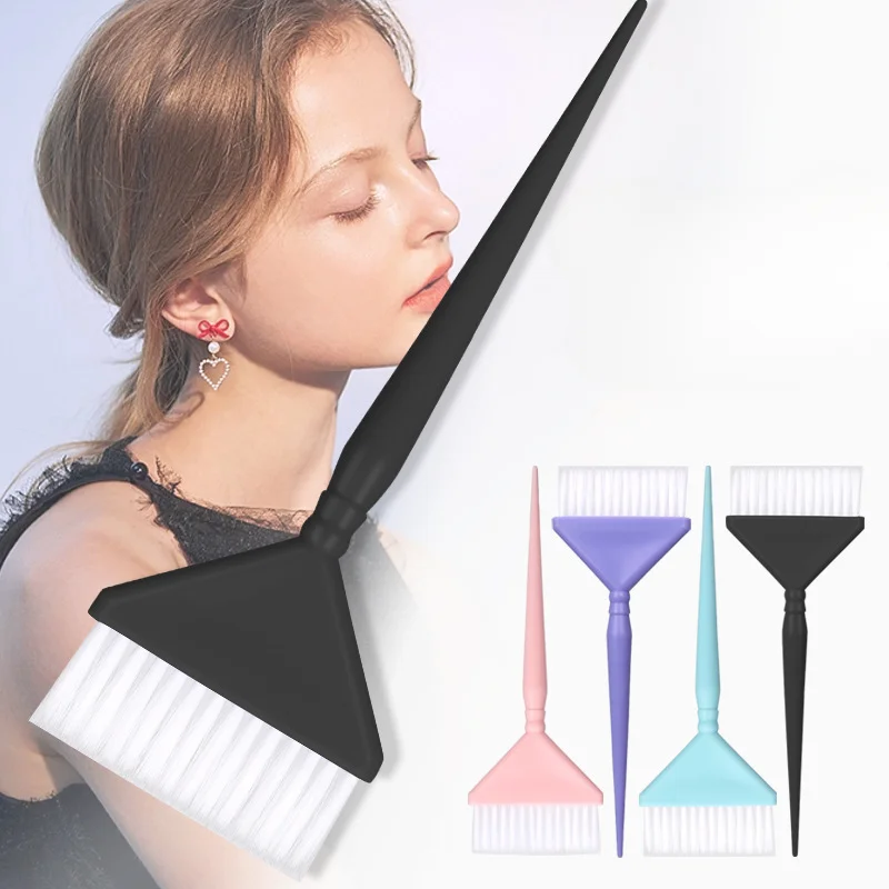 Hair Dyeing Brush Salon Sharp Tail Tinting Combs Soft White Bristle Plastic Handle Barber Hairdressing Baked Oil Comb