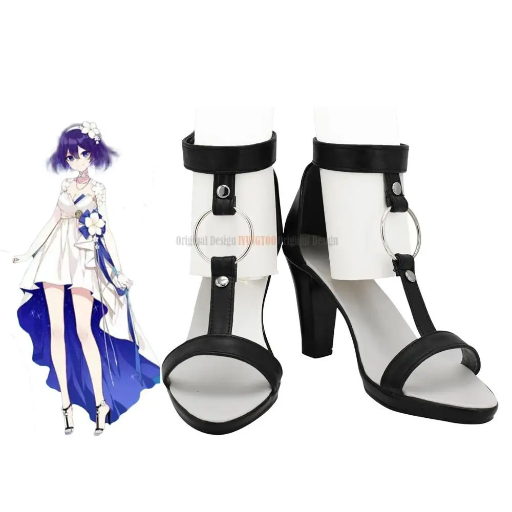 Honkai Impact 3 Seele Vollerei Cosplay buty czarne sandały na wysokim obcasie wykonane na zamówienie