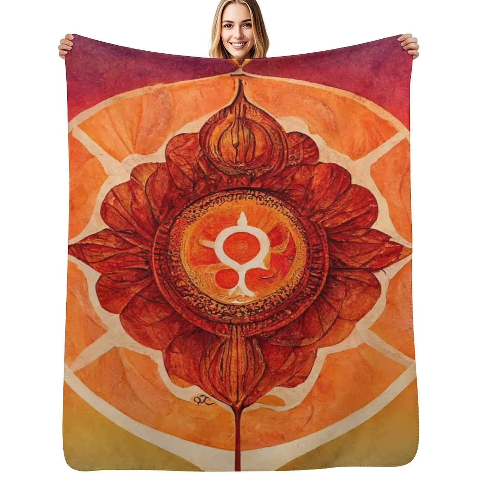 Orange Chakra Energy Throw Blanket Sofas Picnic Decorative Sofa Cute Plaid wednesday Giant Sofa Blankets
