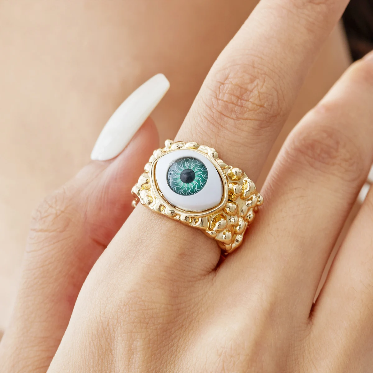 

Vintage Evil Eye Rings for Men Women Fashion Design Bohemian Colorful Evil Eye Opening Adjustable Ring Lucky Boho Jewelry Gift