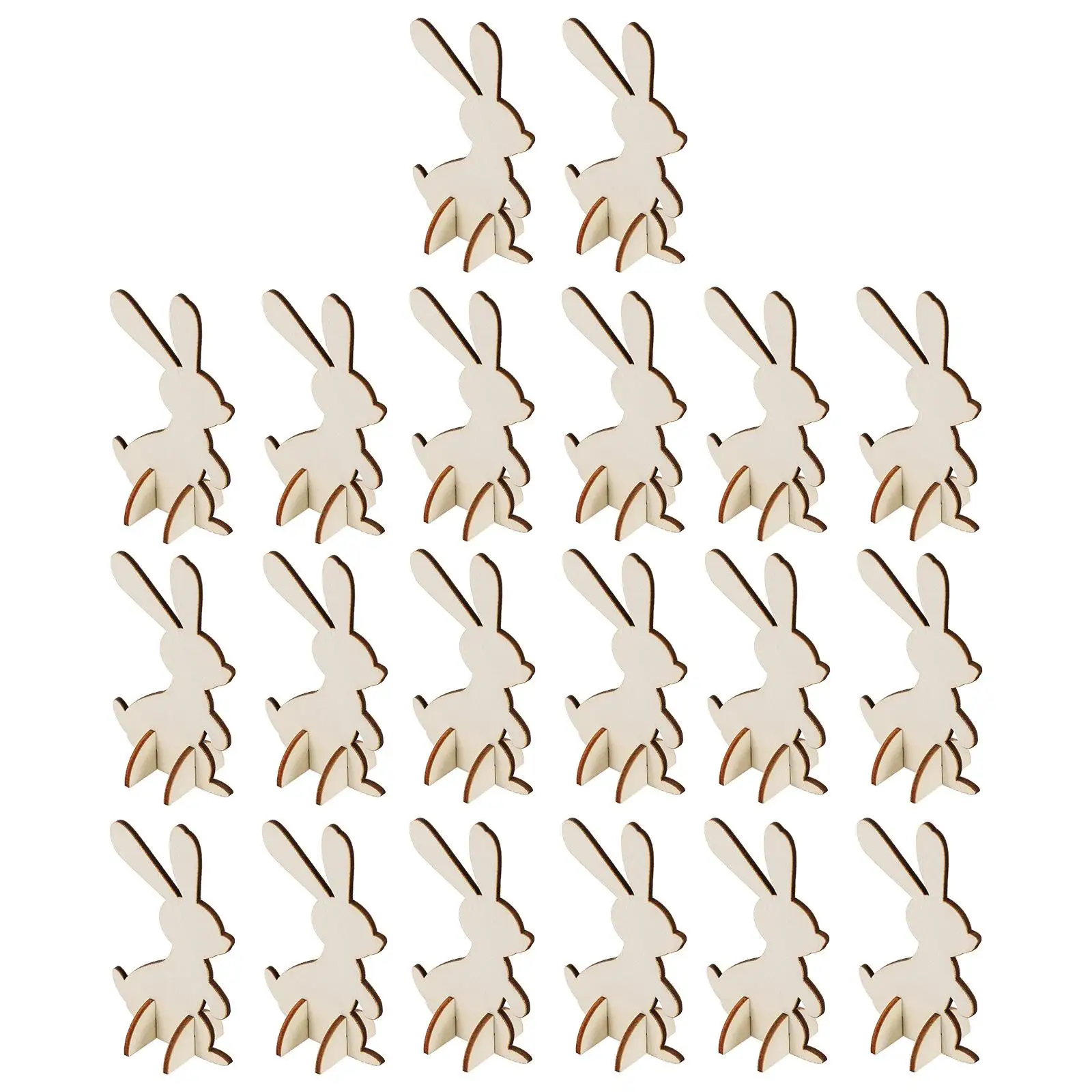 Toy Three-dimensional Wooden Rabbit Hand-made Easter Bunny Decorations Ornaments Child