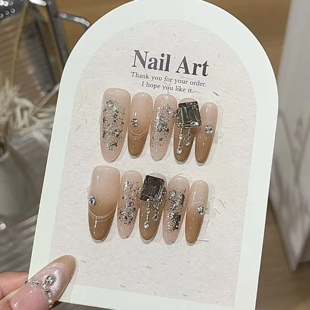 10 قطع الراقية الخريف والشتاء لون الشمبانيا، كومة تألق الماس ثلاثي الأبعاد مربع الماس، عين القط التدرج #1