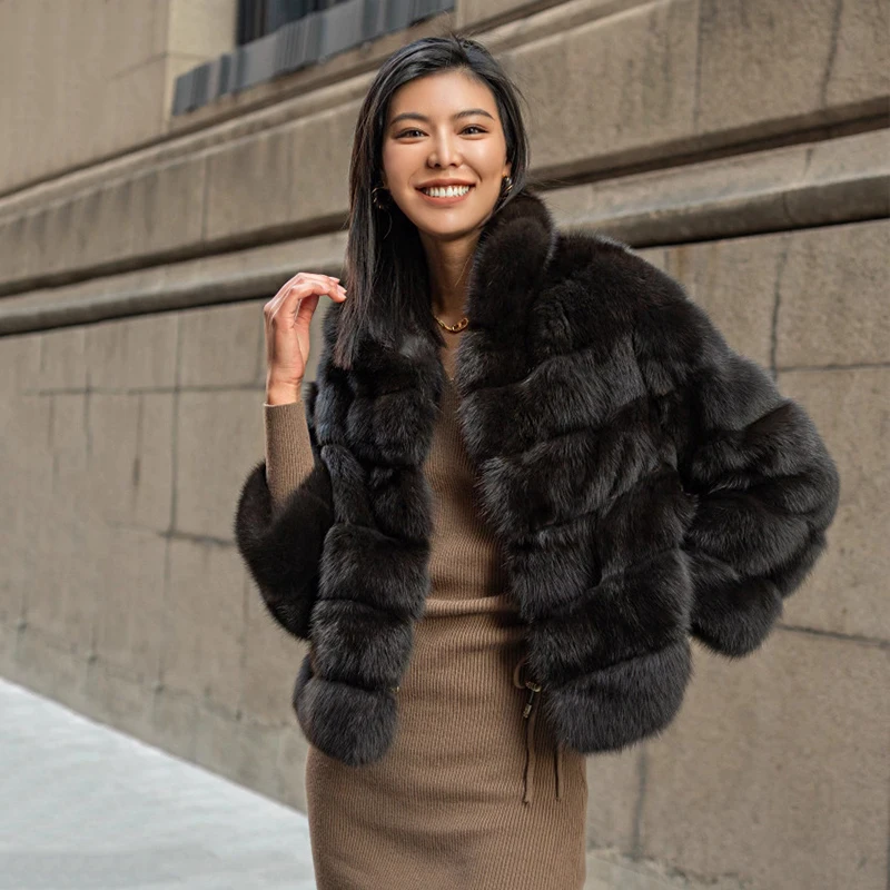 Ftangaiur Winter Import Russian Sable Fur Coat Mandarin Collar Sable Coat Women Luxurious New Short Natural Real Sable Fur Coats