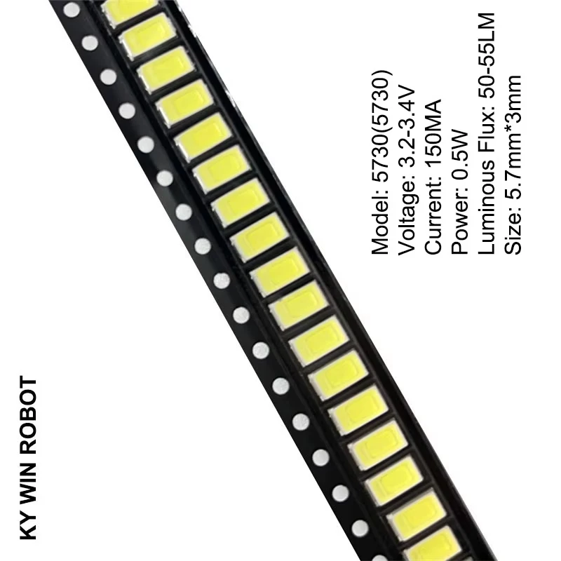 100pcs 5630/5730-CW/WW 0.5W-150Ma 50-55lm 6500K White Light SMD 5730 5630 LED 5730 diodes (3.2~3.4V)