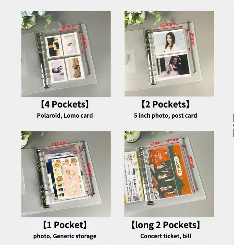 10pcs Photo Album Binder Refill Inner Sleeves 1P 2P 4P Transparent A5 Binder Sleeves Photocard Storage Organizer Loose Leaf