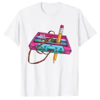 70's 80's 90's Vintage Cassette Tape Pencil Music Mixtape Printed T-Shirt Funny 40th 50th 60th 70th Birthday Gift Graphic Tee
