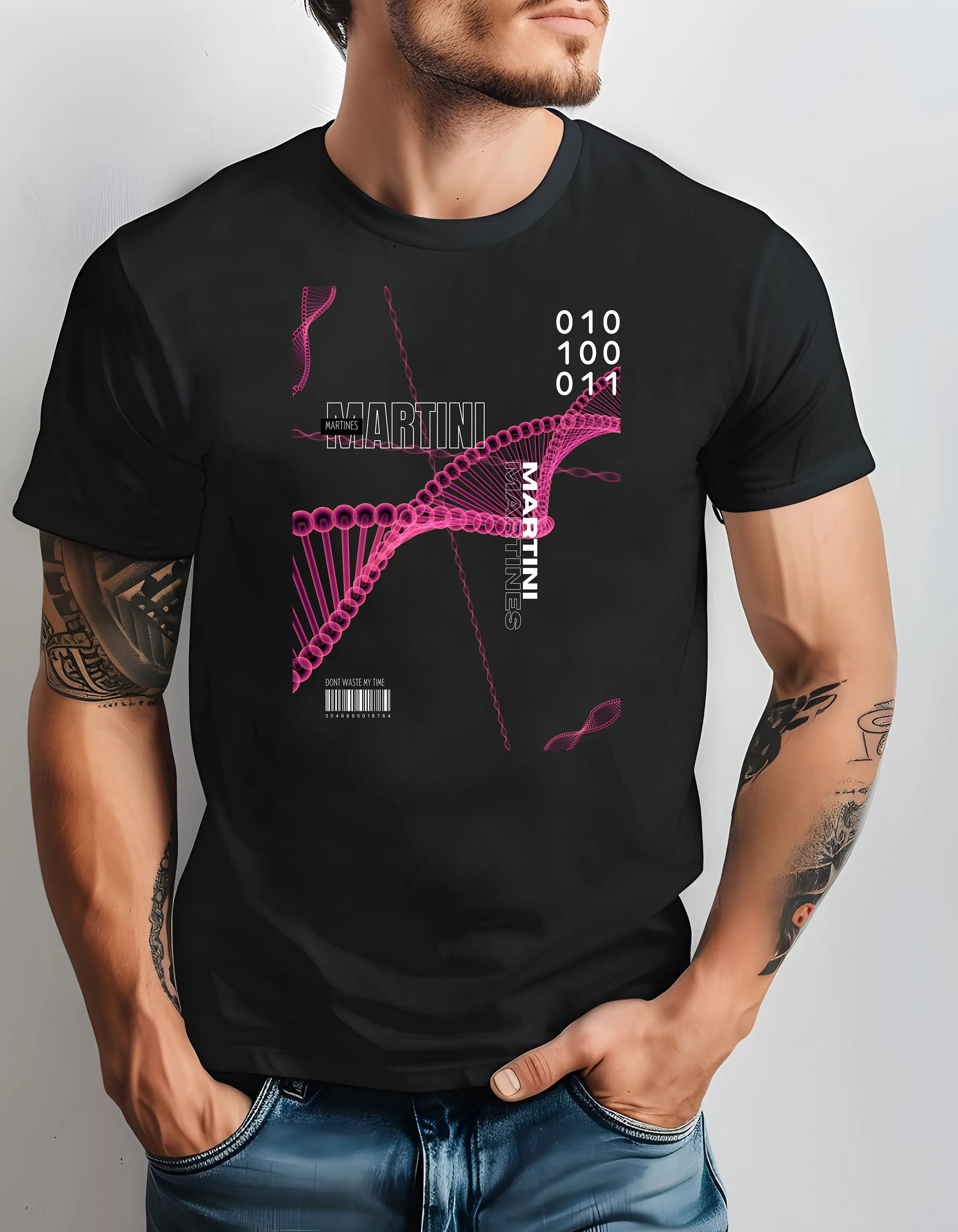 Martini Martines DNA Jersey  T Shirt Black Illustration