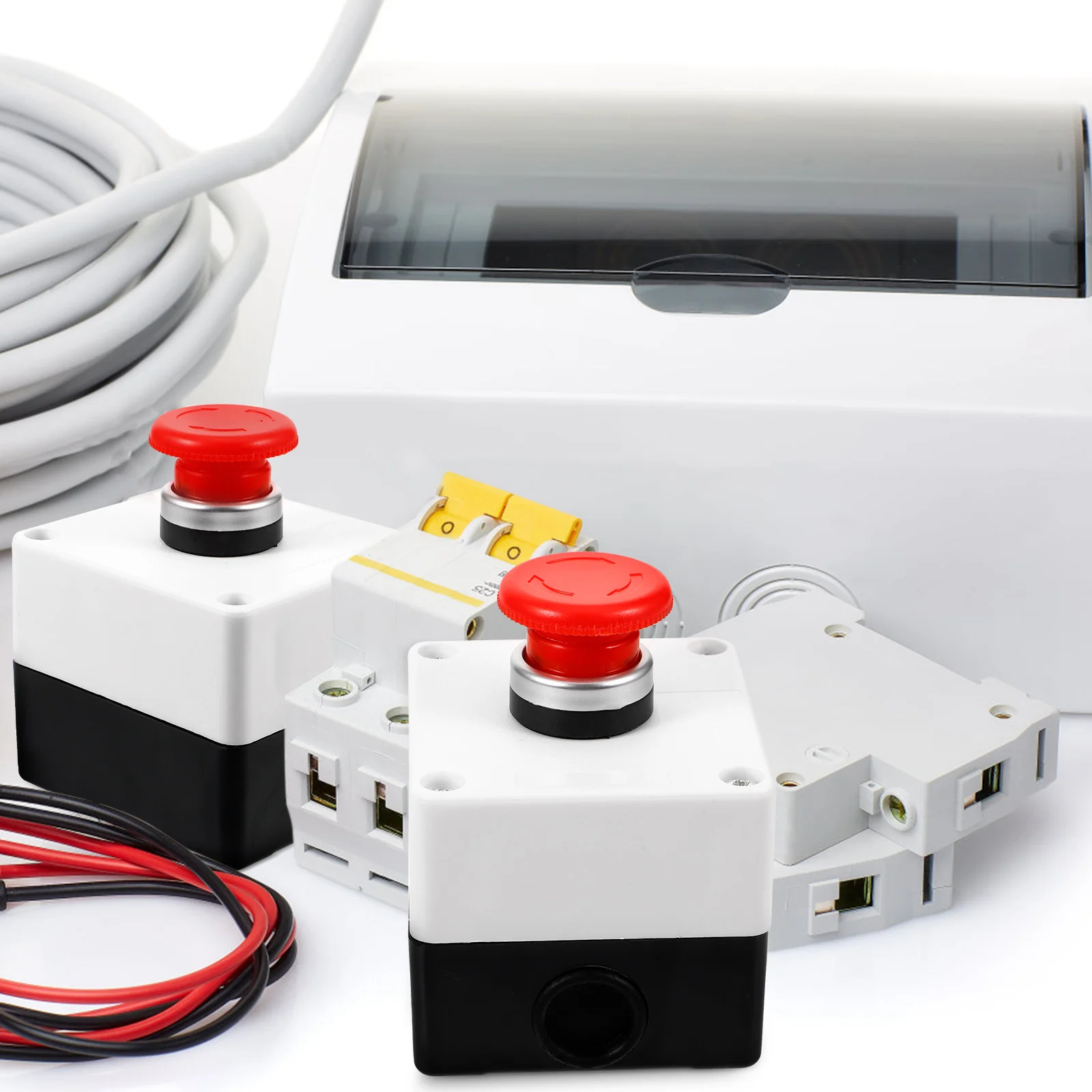

Emergency Operation Box Momentary Push Button Switch Stop Start Mushroom Red Plastic Protective Cover Safety Industrial Use