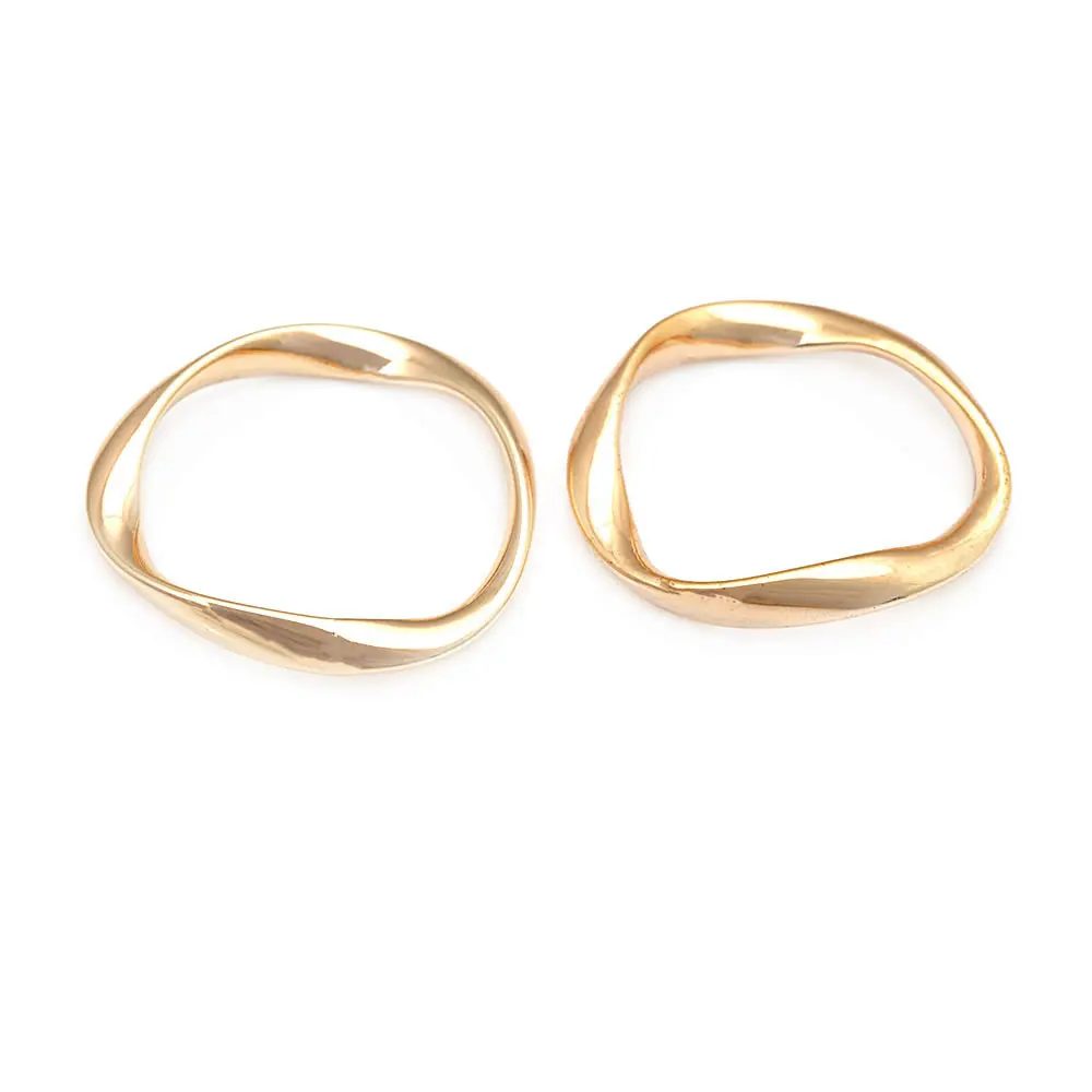 16MM 20MM 25MM 45MM 18K Gold Color Brass Twist Circle Connect Charms Pendants High Quality Jewelry Making Supplies Diy Findings
