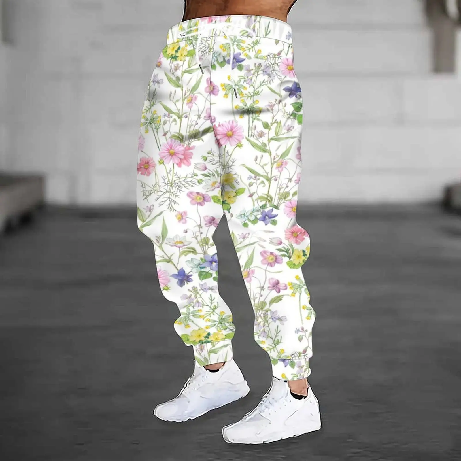 Fashion Men 3D Print Joggers Black Base Cyan Paisley Graphic Drawstring Waist Loose Hip Hop Casual Sport Long Trousers Oversize