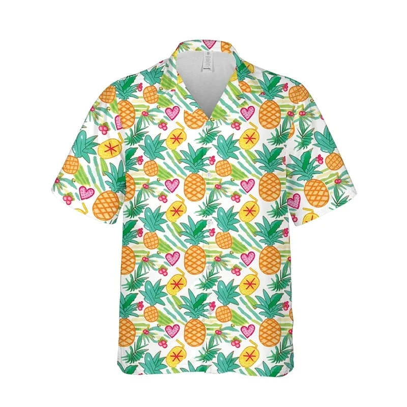 

Unisex Hawaiian Men Shirts Funny 3d Fruits Print Button Shirts Short Sleeves Hawaii Shirt Tops European Size 5xl High Quality