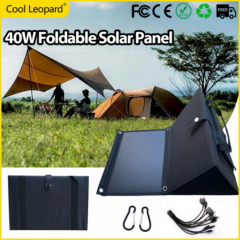 

40W Foldable Solar Panel PD DC 3.0 18V 5V USB Portable Battery Charger for Outdoor Waterproof Power Bank for Camping Accessories