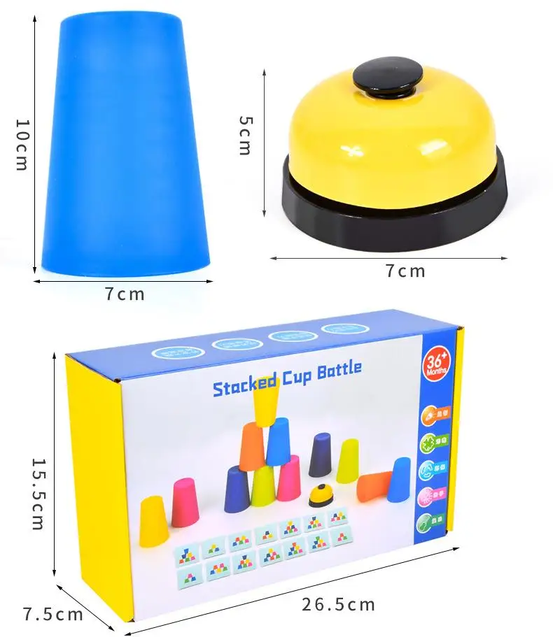 Stack Cup Game With Card Kid Educational Montessori Toy Intellectual Enlightenment Color Cognition Logic Training Christmas Gift