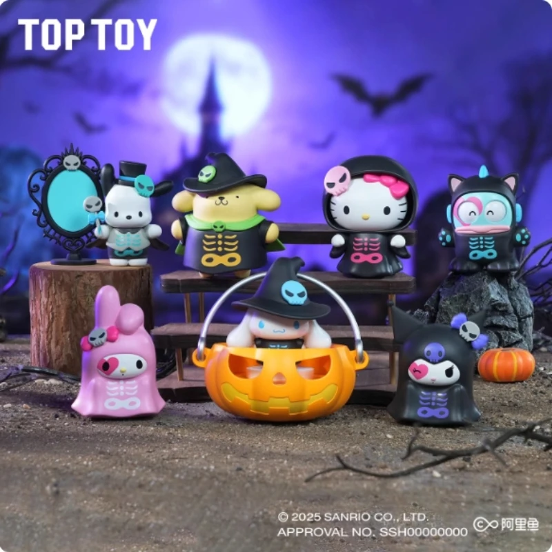 Kitty Kuromi Pochacco Halloween Mischief Night Series Blind Box Fun Ornament Cartoon Toy Cute Resin Figure Model Surprise Gift