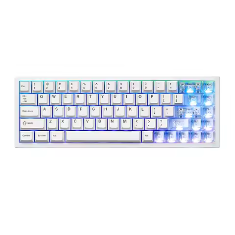YUNZII AL65 White Aluminum Mechanical Keyboard, QMK/VIA Custom Wireless Gaming Keyboard, Gasket Hot Swap RGB Backlight Keyboard