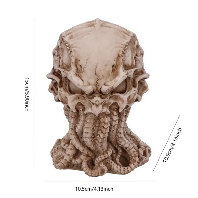 Cthulhu Skull Statue Resin Mythological Horror Decor Octopus Tentacle Eldritch Artifact for Lovecraft Fans & Gothic Home Display