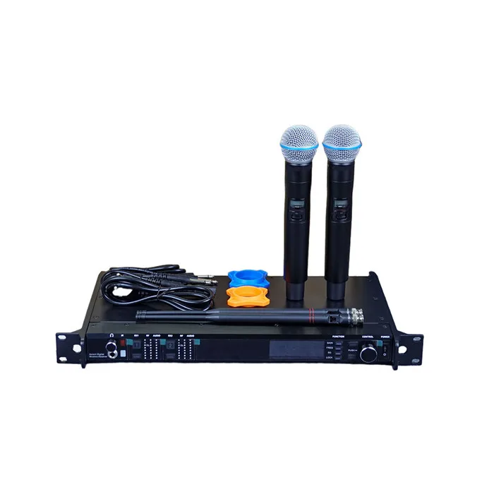AD4D-Pro Professional Stage micrfono inalmbrico profesional ture Diversity headset lavalier dual channel wireless microphone