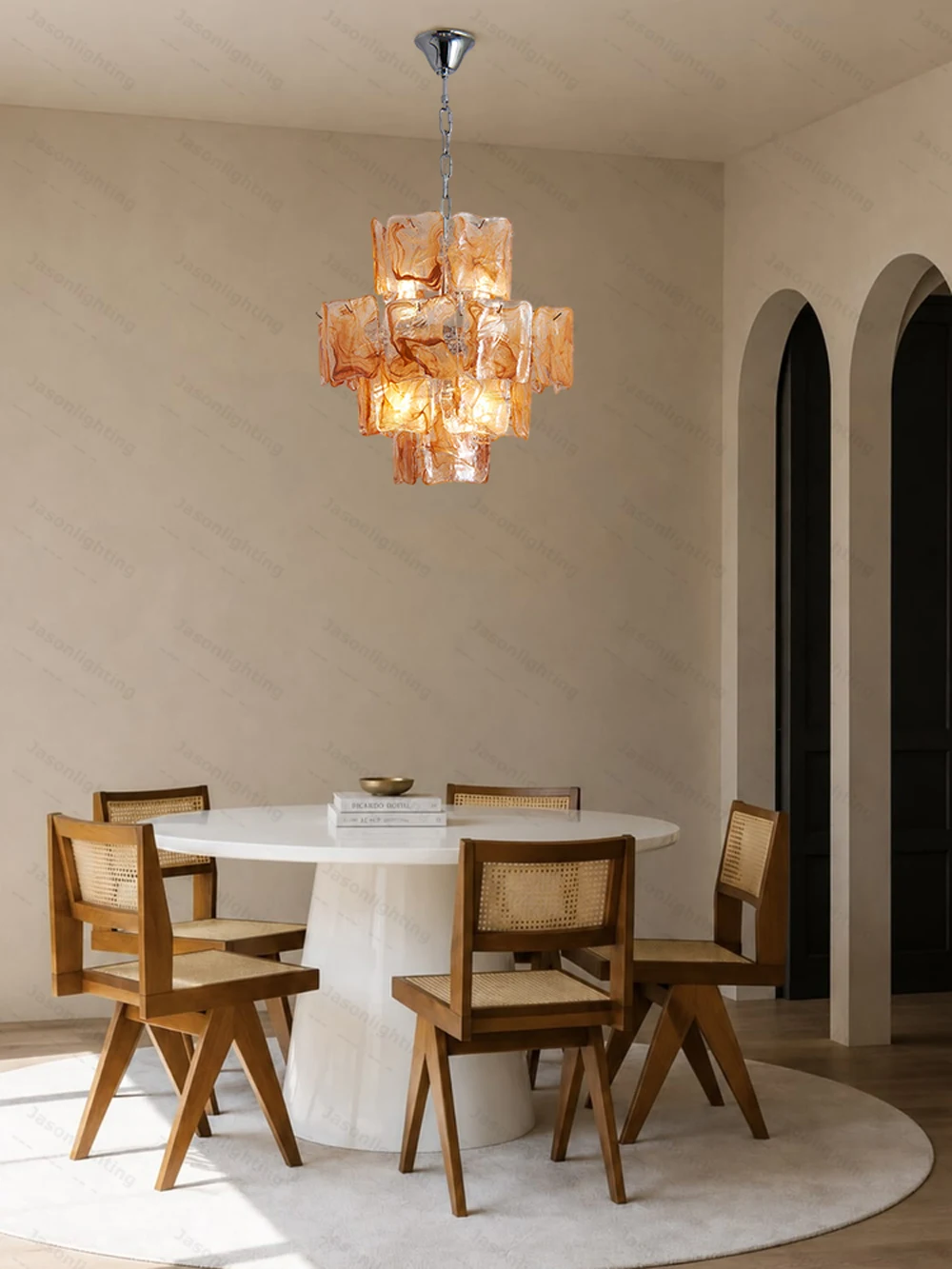 Blue Eyes Glass Collection Dimmable LED Chandelier