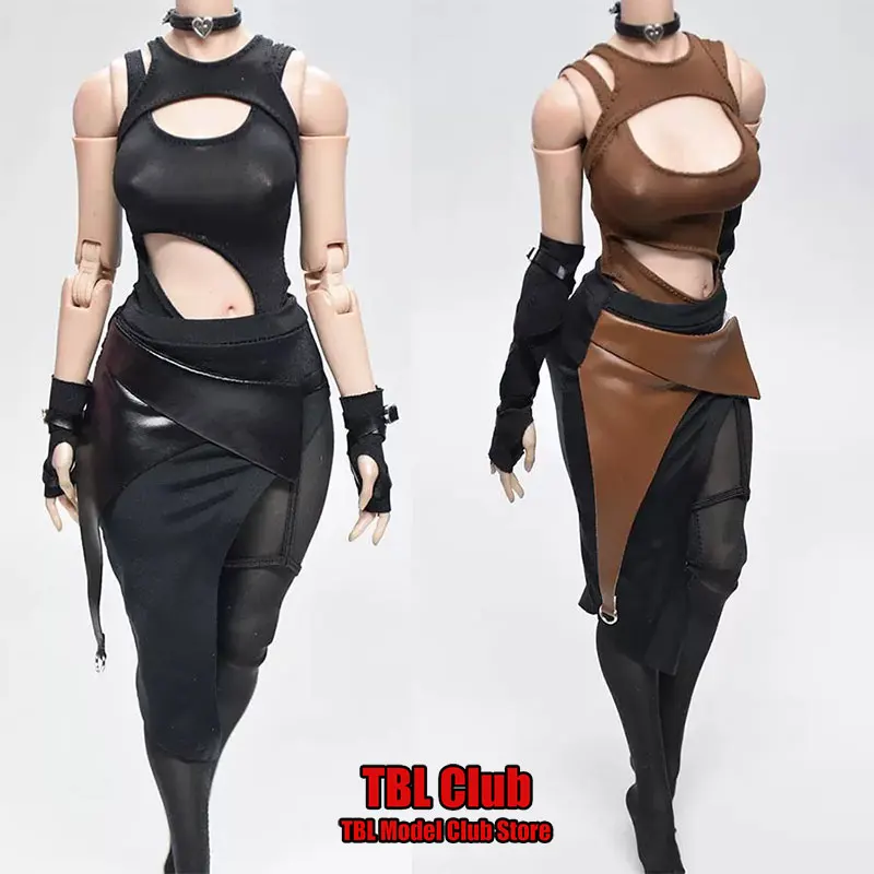 

In Stock 1/6 Scale Female Soldier Sexy Irregular Leather Skirt One-piece Open Chest Swimsuit For 12inch TBL Action Figure Doll