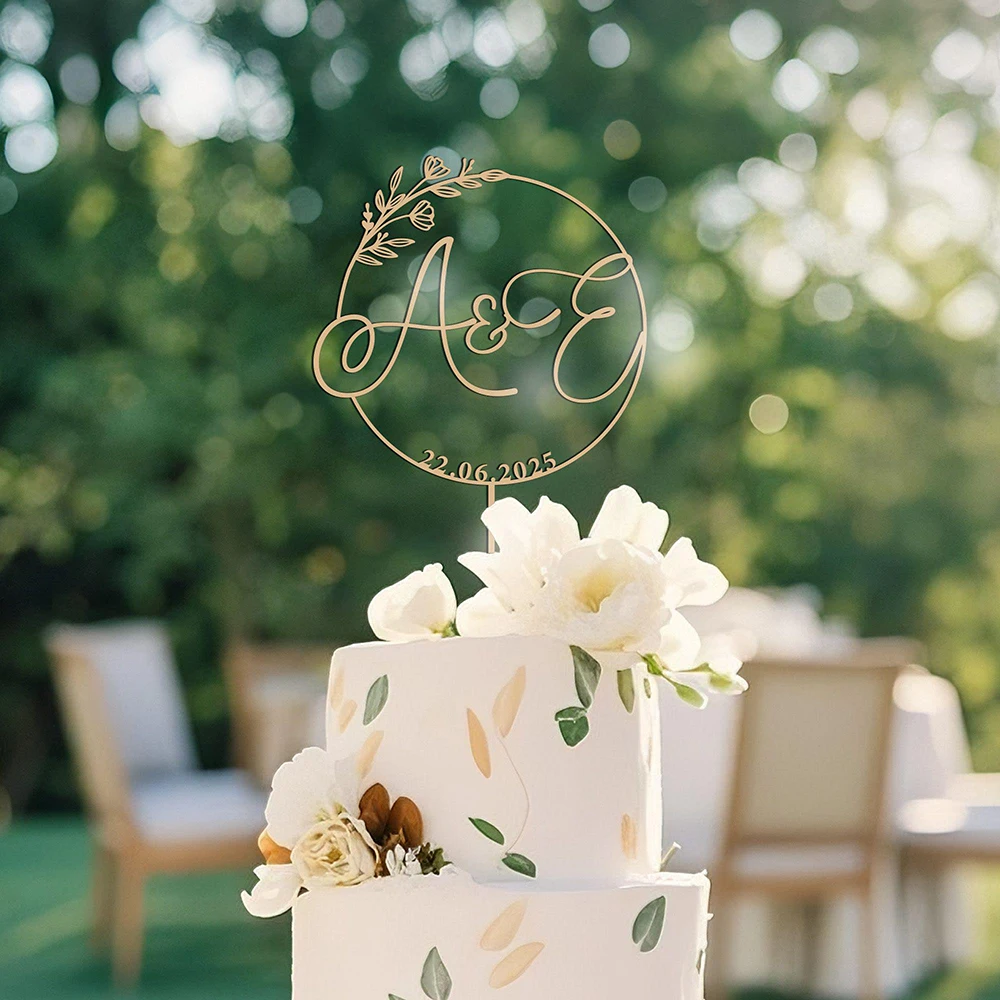 

Personalised Wedding Initials Cake Charm Acrylic Cake Topper Custom Engagement Letters Anniversary Bride And Groom Cake Topper