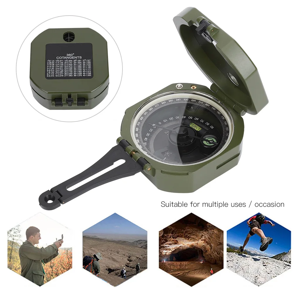 Professional Outdoor High Accuracy Geological Compass Waterproof Fluorescent Compass With Bag