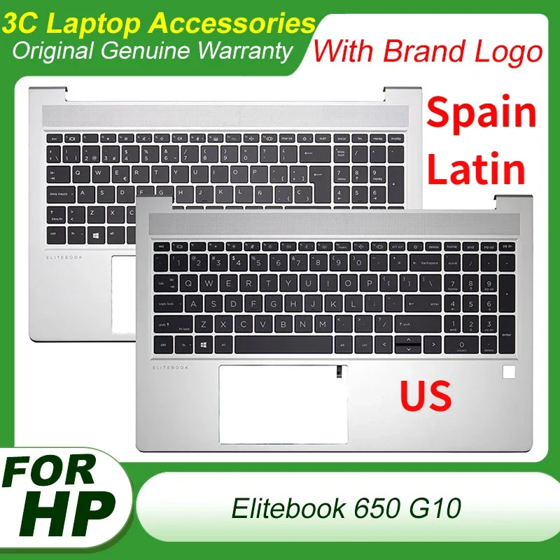 

New Original US Spain Latin Keyboard For HP Elitebook 650 G10 Laptop Palmrest Upper Cover Top Backlight Keyboard Housing Case