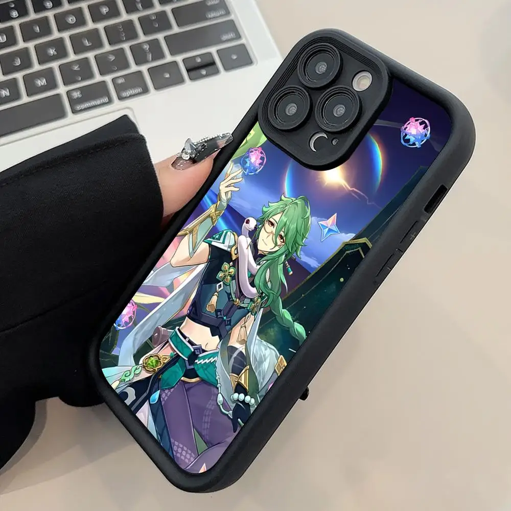 

Чехол для телефона Game GI Baizhu Dendro для iPhone 17 16 15 14 13 12 11 Air Pro Max Plus, утолщенный, из ТПУ, разноцветный, роскошный