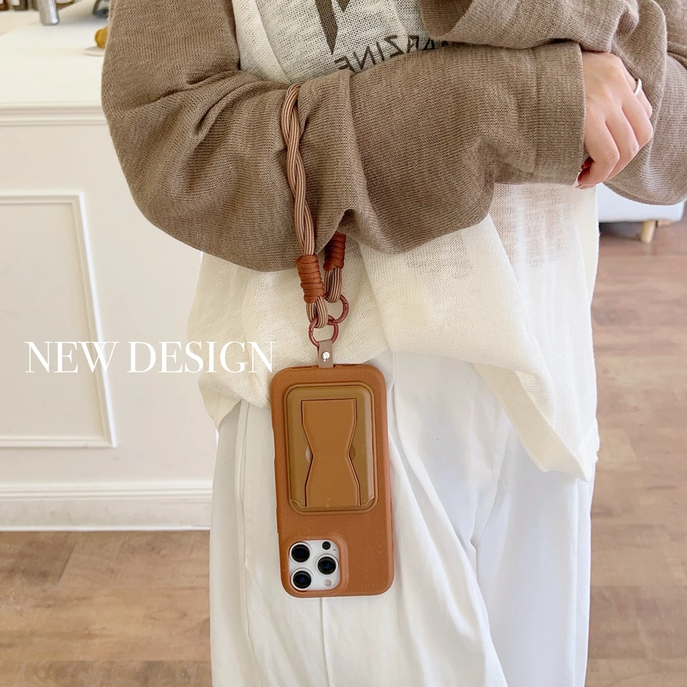 Korea Uniwersalny pleciony krótki pasek do telefonu komórkowego Wiszący łańcuszek z naszywką Odpinany pasek na nadgarstek do telefonu komórkowego