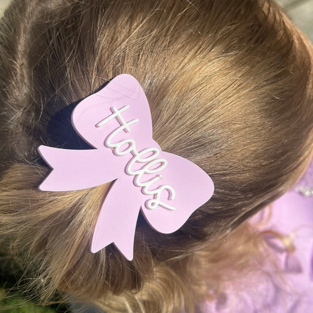 LeeChee Bow Customized Double-layer Name Hair Clip Butterfly Personalized Girl Birthday Party Christmas Gift