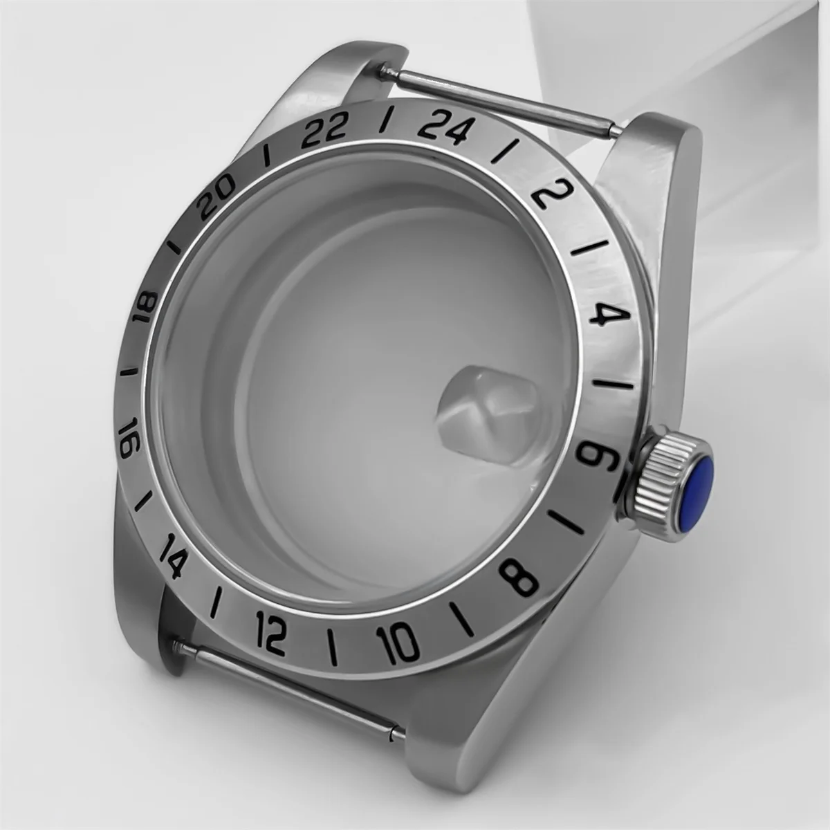 39mm sapphire glass Silver black rose gold case fits NH34 NH35 NH36A NH70 NH72 ETA 2824 PT5000 movement 24 hours GMT fixed bezel