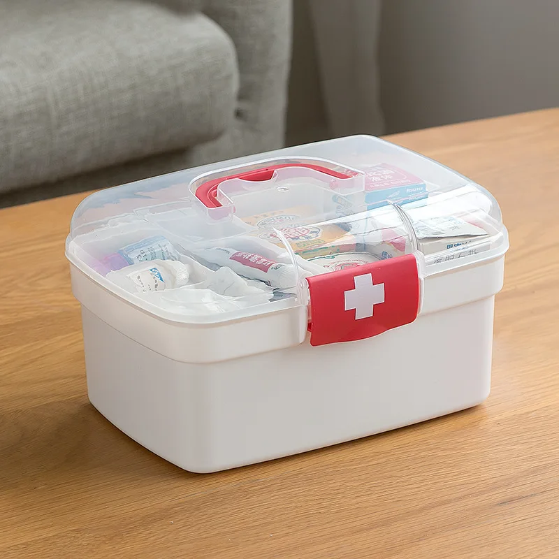 Large Capacity Medicine Organizer Storage Container Family First Aid Chest Portable Emergency Kit Box