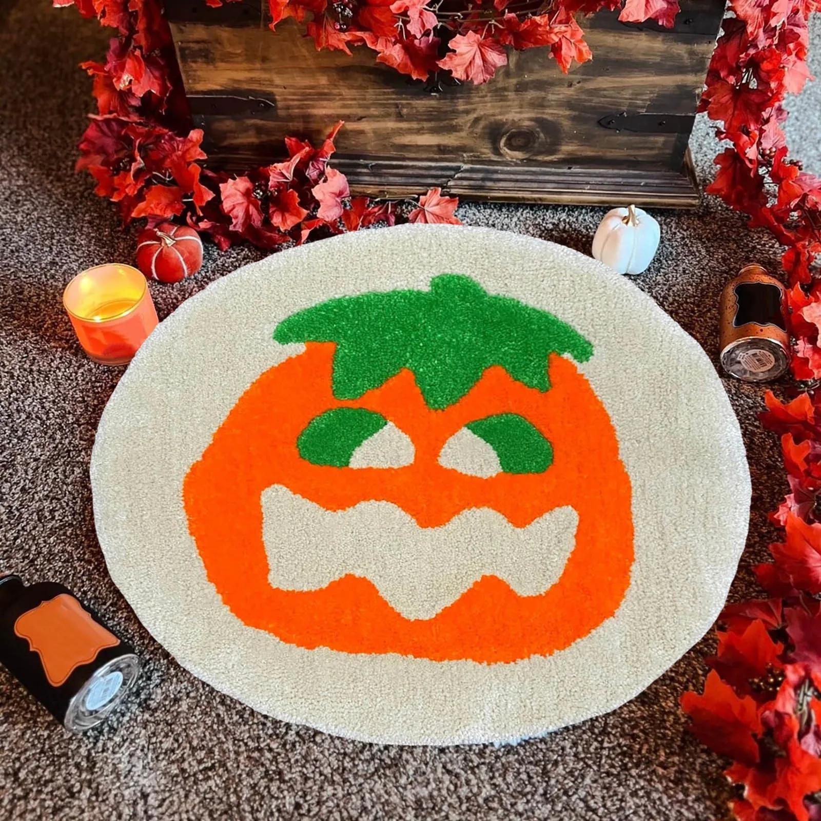 Halloween Cookie Pumpkin Doormat Decoration Decorative Pillow Home Realistic Food Snack Plushie Props DIY Gifts Party Supplies