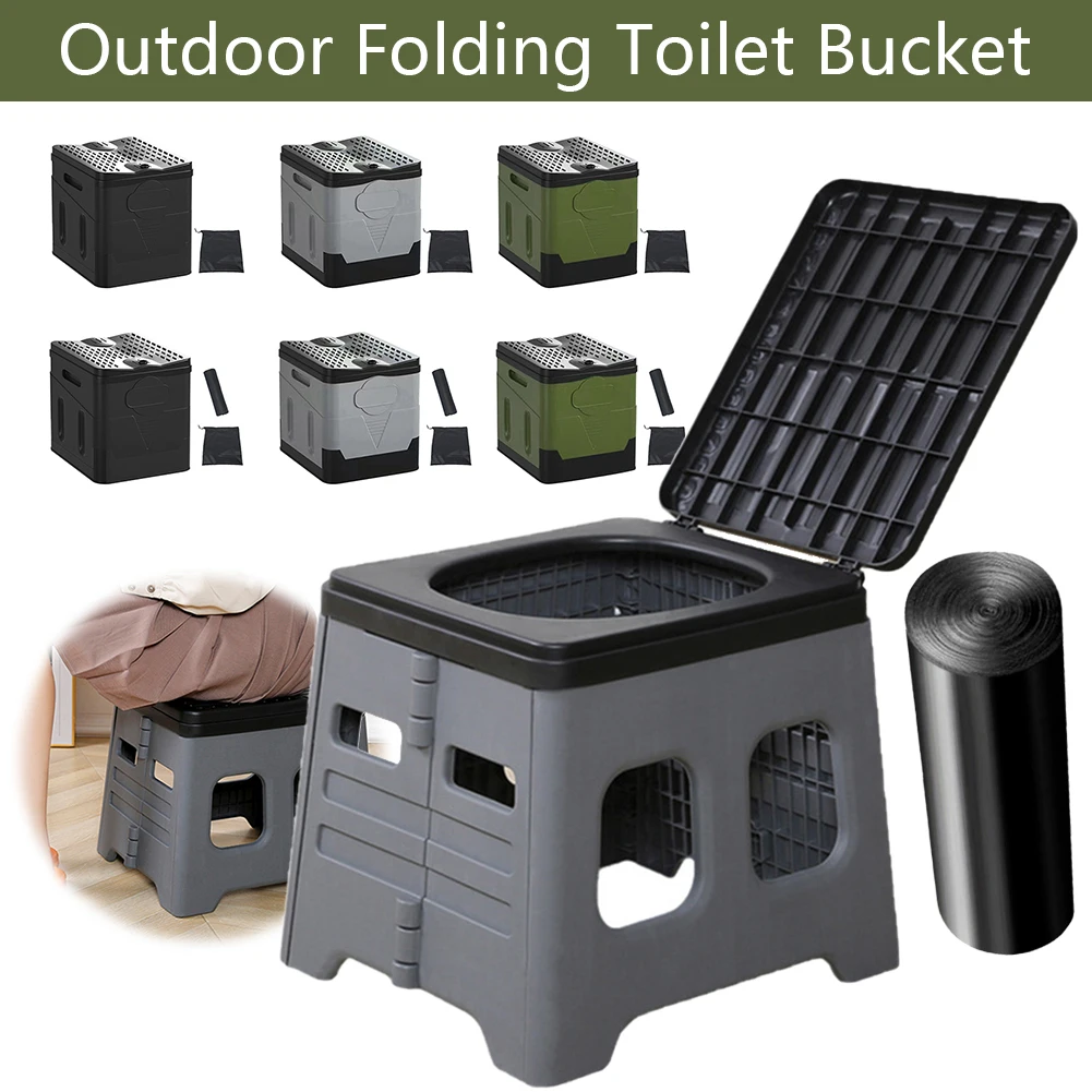 

Портативный уличный складной туалет, прочная несущая способность, многофункциональное судно, многоразовое мусорное ведро, дорожные принадлежности для самостоятельного вождения
