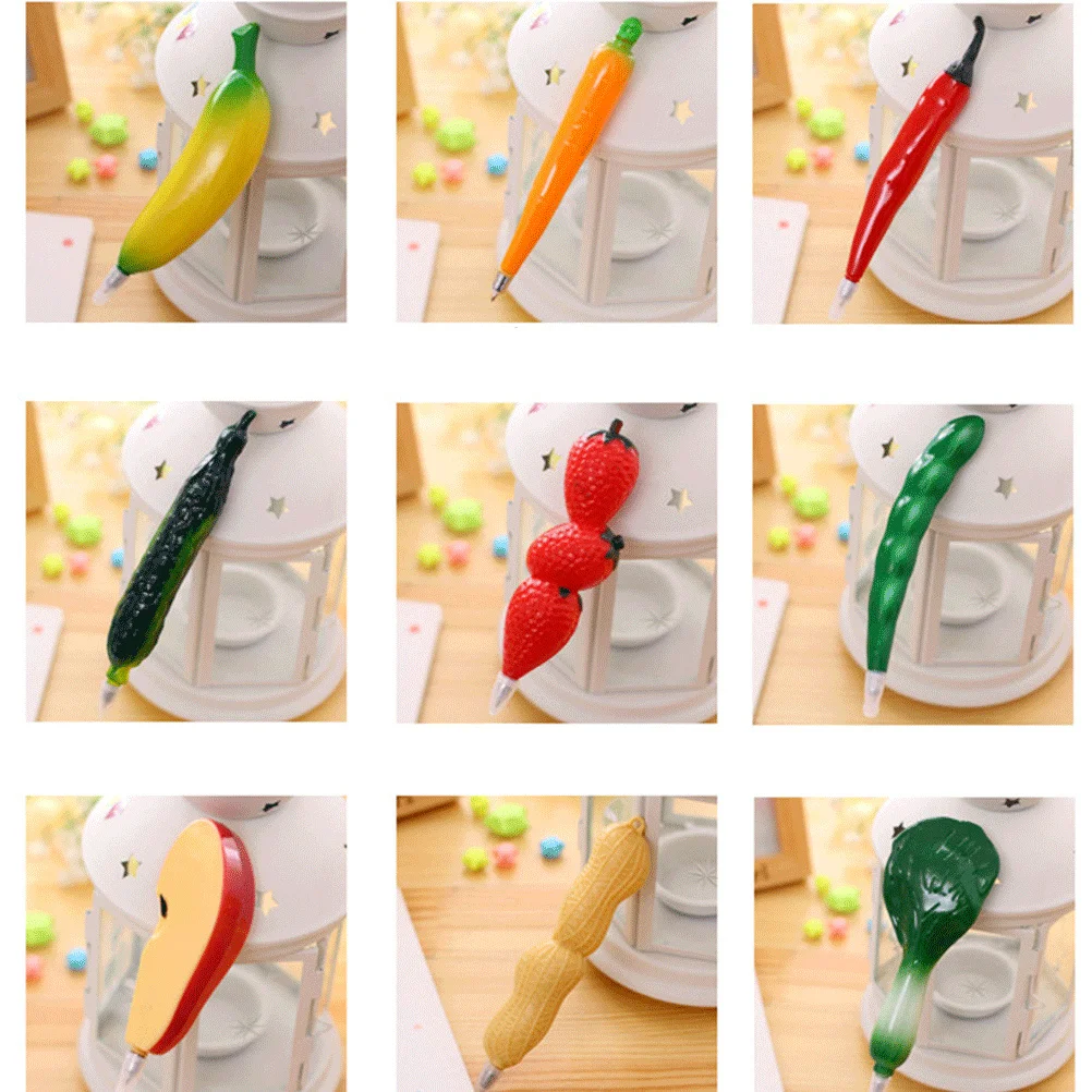 

5PCS Cartoon Simulation Fruit Ballpoint Pens Creative Signing Pens with Magnets Student Stationery School Supplies (Assorted