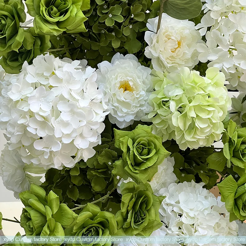 5D Weiße und grüne Hortensien, künstliche Amaranthus-Blumenarrangements für Event-Hochzeits-Hintergrund, KT-Board-Dekoration, Blumenbühnen-Blumen – Detail 8
