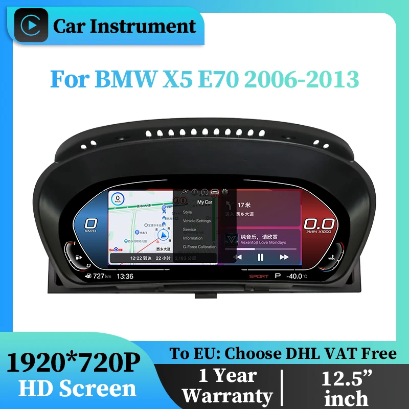 

Car Digital Cluster Cockpit Carplay For BMW X5 E70 12.5 Inch Speed Meter Screen Dashboard LCD Instrument Car Multimedia Player