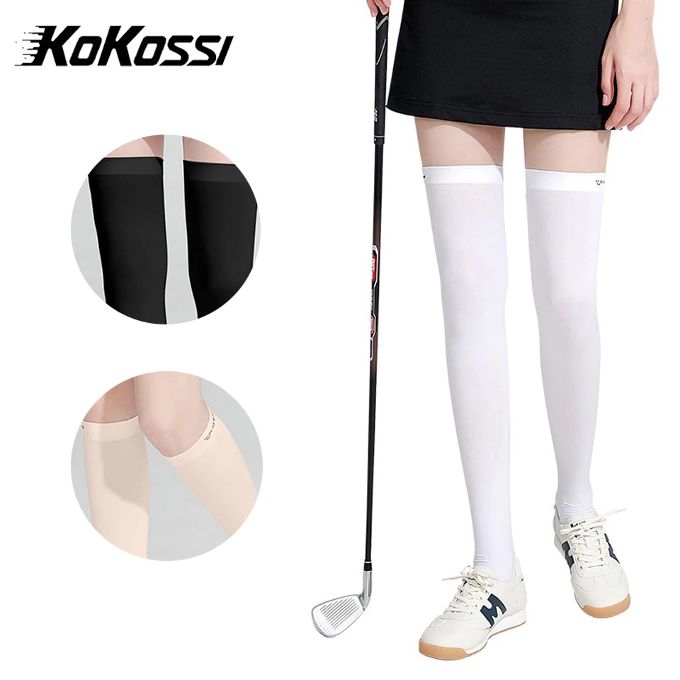 

KoKossi Summer Ice Silk Sunscreen High Tube Socks Golf Sports Long Socks Breathable Anti Slip Slim Leg Beautiful Leg Socks Women
