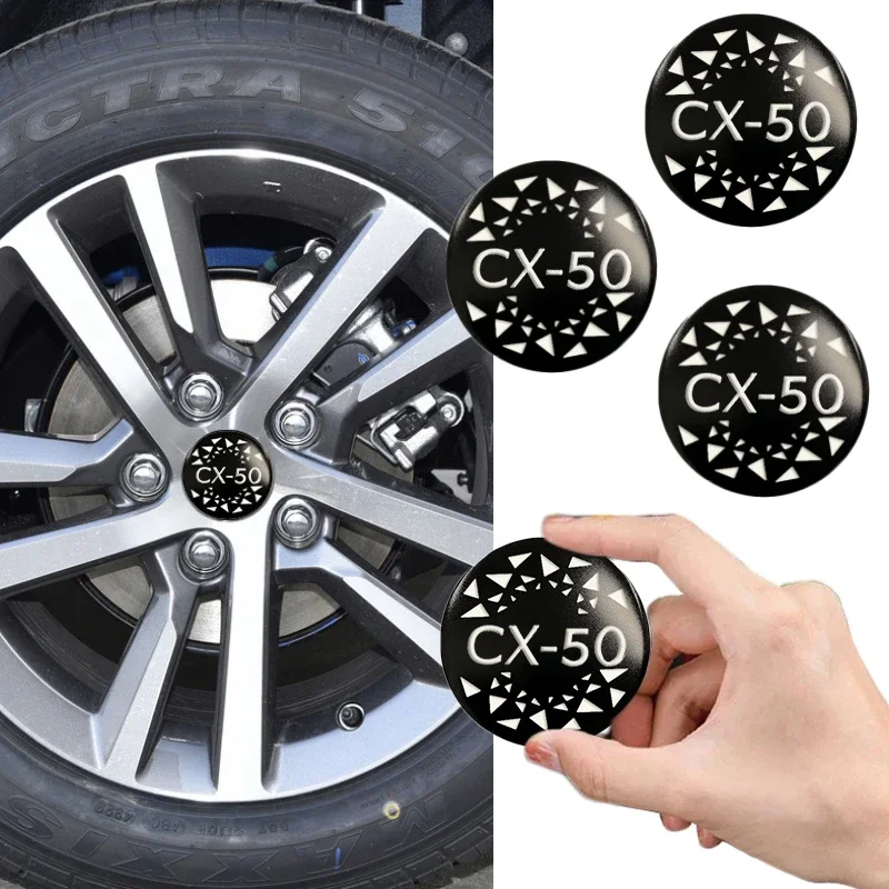 56/60/65mm Car Wheel Hub Center Sticker for Mazda CX-50 Logo ATENZA AXELA Biante CX-3 CX-4 CX-5 CX-7 CX-8 CX-9 CX-30 CX-60 M3 M6