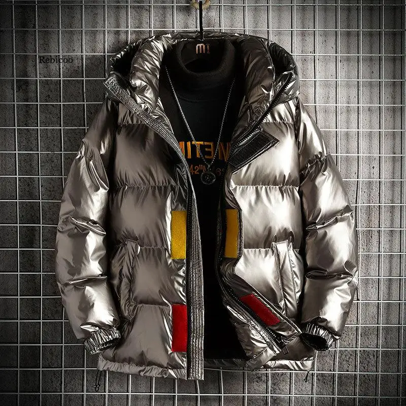 Thick Warm Men\'s Winter Solid Color Hooded Jacket Parka Outwear Casual Fashion Windbreaker Zipper Tops Coat Overcoat