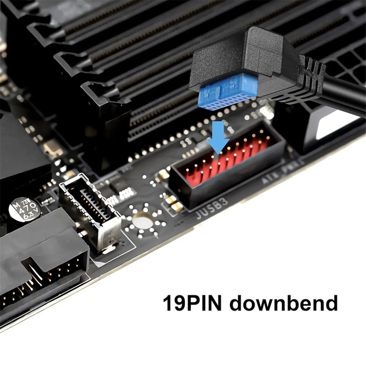 SWXF 90 Degree UP/Down Angle USB 3.0 19/20Pin to Dual USB-A Female Port Adapter Cable Motherboard Internal Extension Cord A